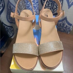 Anne Michelle Beige and Silver Women's Sandals